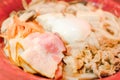 Japanese food. Udon noodles with bacon, sliced Ã¢â¬â¹Ã¢â¬â¹pork, egg Royalty Free Stock Photo
